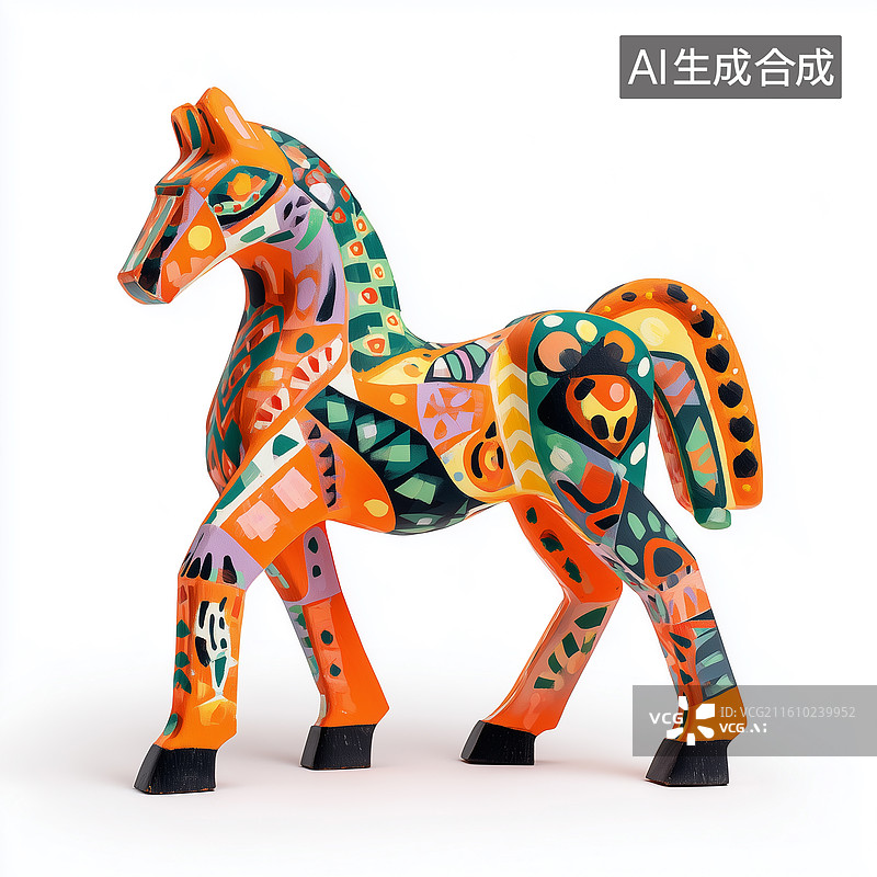 【AI数字艺术】高饱和几何小马图片素材