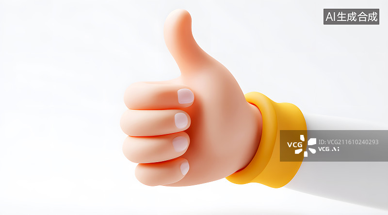 【AI数字艺术】一个卡通小手竖起大拇指图片素材