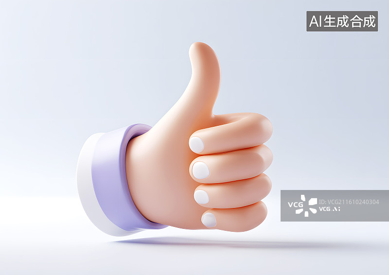 【AI数字艺术】一个卡通小手竖起大拇指图片素材