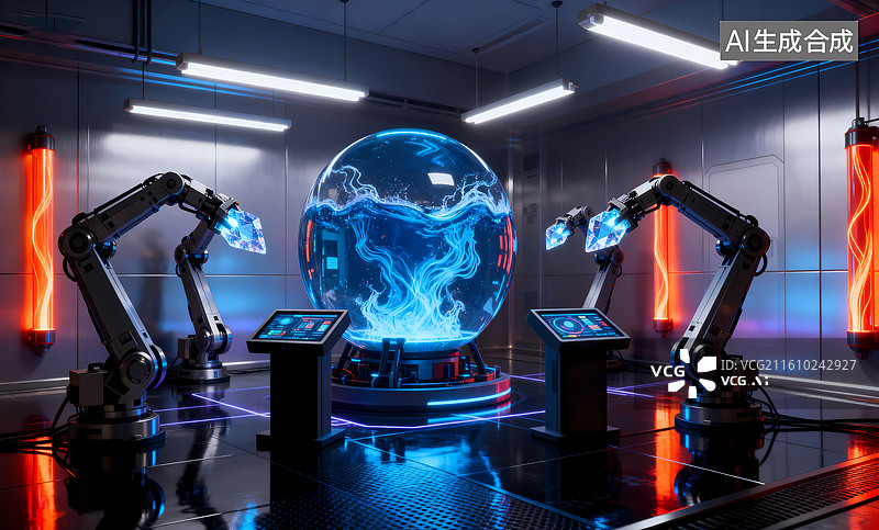 【AI数字艺术】科幻实验室能量装置图片素材