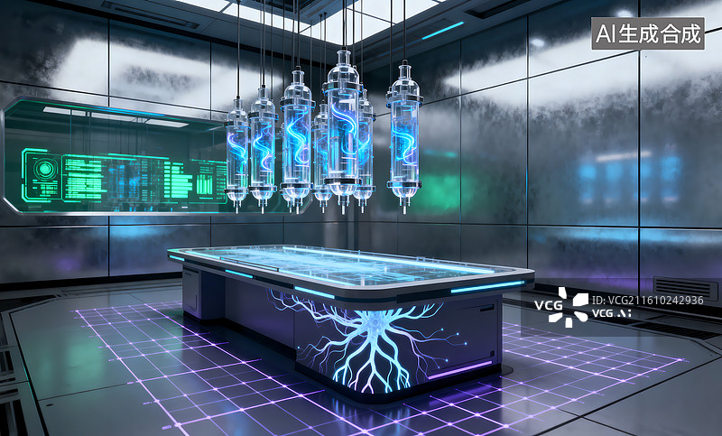 【AI数字艺术】科幻实验室能量装置图片素材
