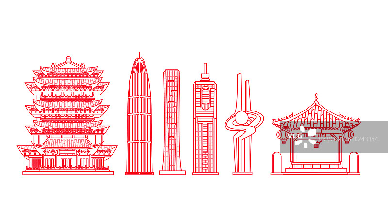 济南红色传统工艺刻纸剪纸文化新年灯笼城市图片素材