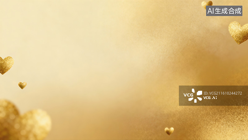 【AI数字艺术】金色爱心磨砂渐变背景图图片素材