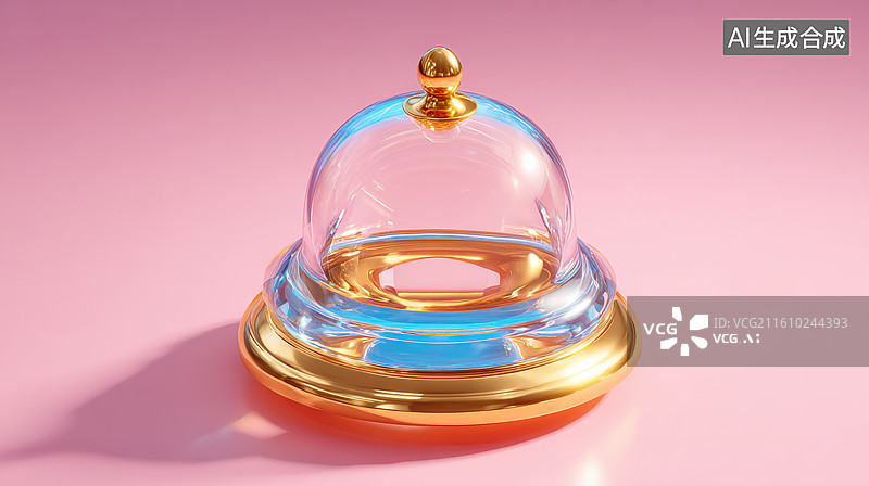 【AI数字艺术】粉色背景上的金底玻璃罩图片素材
