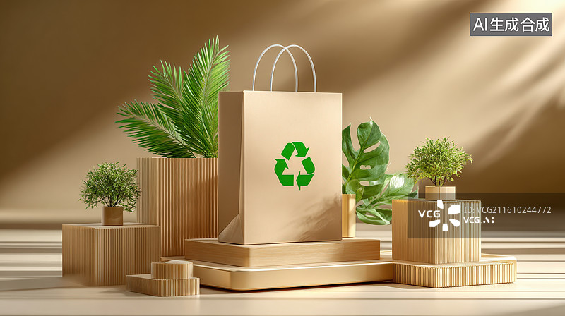 【AI数字艺术】可持续环保纸袋图片素材