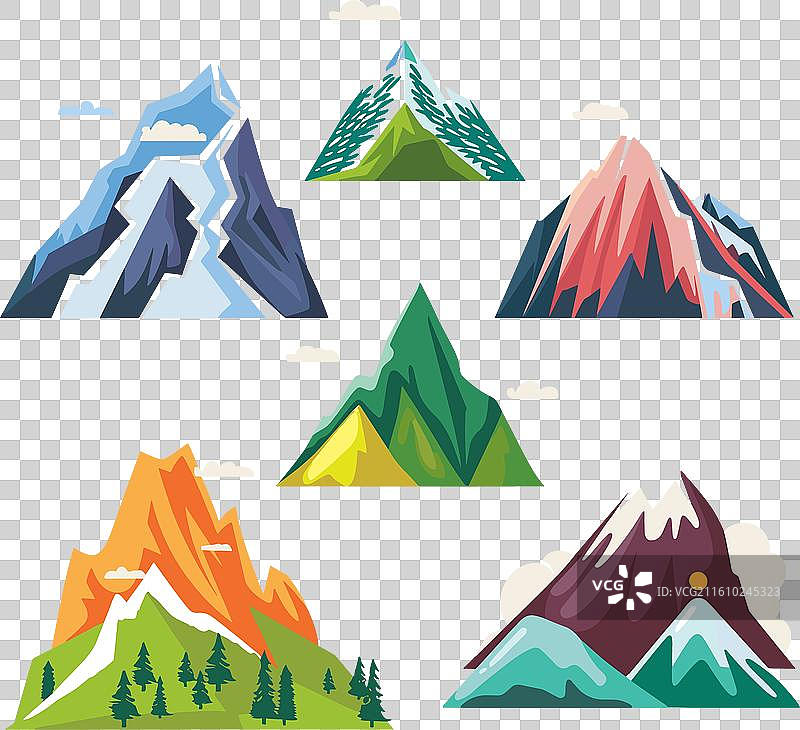 收藏的色彩斑斓的山景描绘图片素材