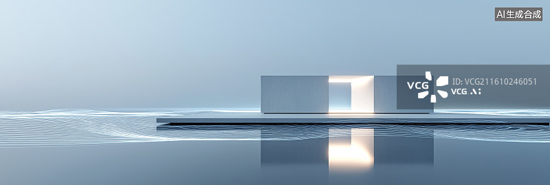 【AI数字艺术】汽车广告背景图——现代极简建筑与光滑的广场地面构成的展览空间图片素材