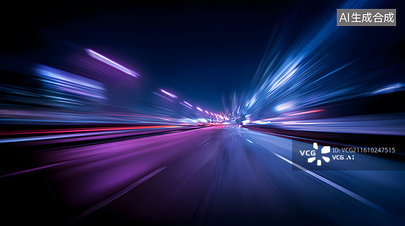 【AI数字艺术】夜幕都市光轨图片素材