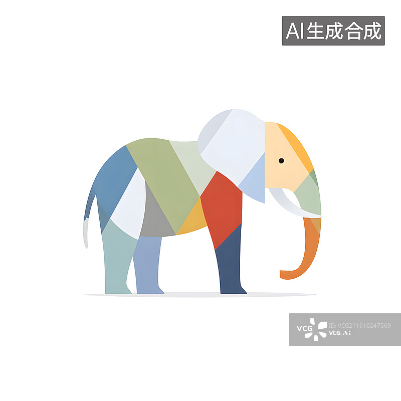 【AI数字艺术】抽象几何大象图片素材