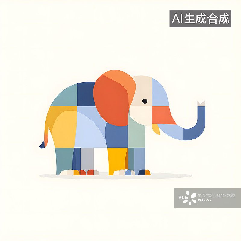 【AI数字艺术】抽象几何大象图片素材