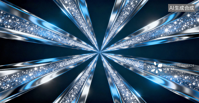 【AI数字艺术】银蓝星芒放射感科技装饰背景图片素材