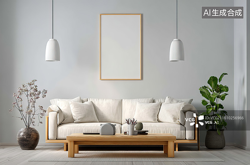 【AI数字艺术】现代简约客厅布置图片素材