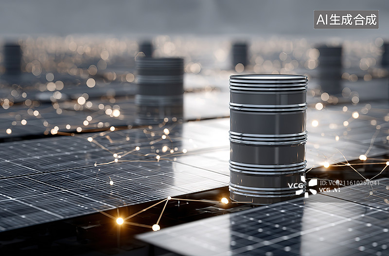 【AI数字艺术】太阳能板上的电池堆叠图片素材