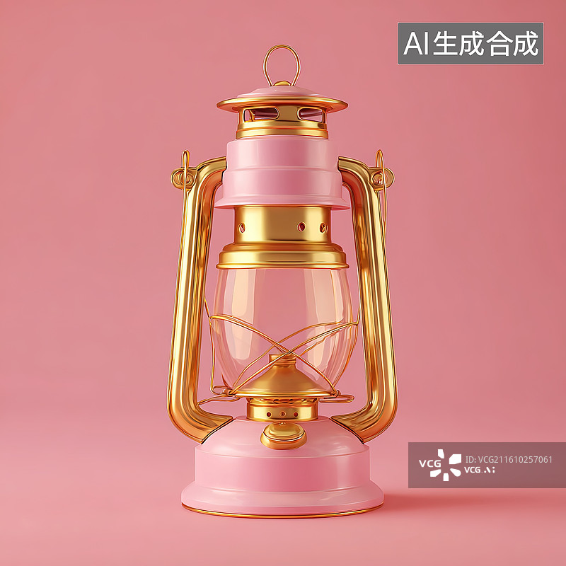 【AI数字艺术】粉色复古煤油灯图片素材