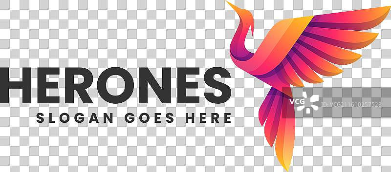 渐变彩色风格的鹭鸟标志图片素材