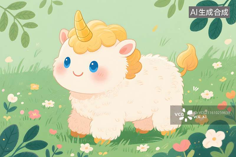【AI数字艺术】可爱卡通麒麟形象图片素材