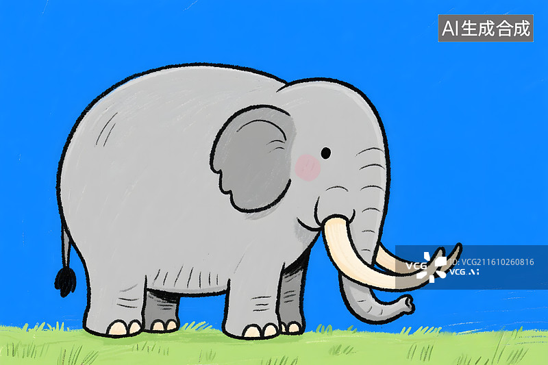 【AI数字艺术】卡通猛犸象插画图片素材