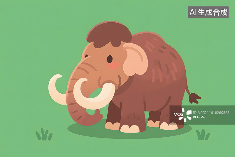 【AI数字艺术】卡通猛犸象插画图片素材