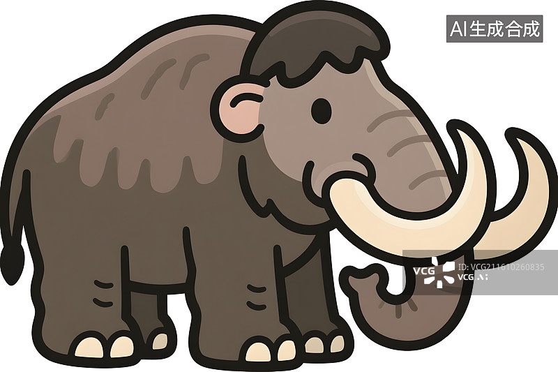 【AI数字艺术】卡通猛犸象插画图片素材