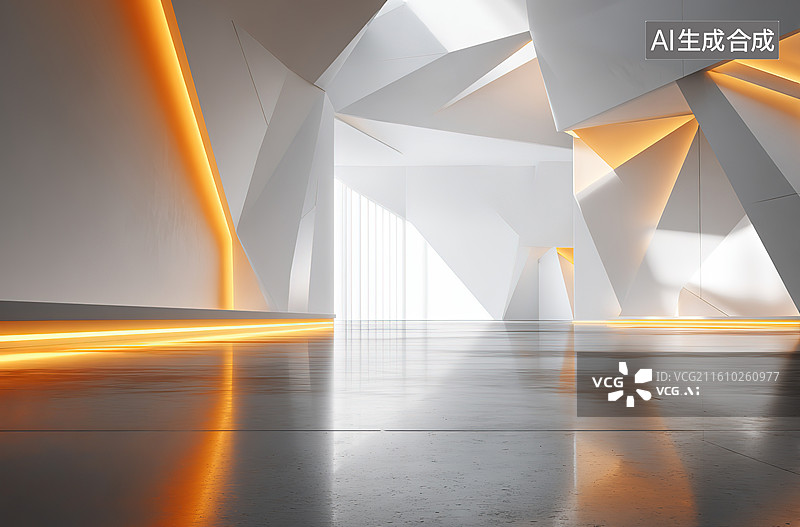 【AI数字艺术】现代几何空间光影效果图片素材