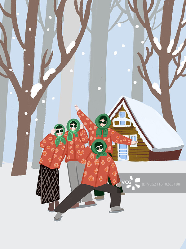 东北雪乡游客拍照打卡图片素材