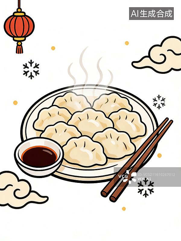 【AI数字艺术】饺子与蘸料图片素材