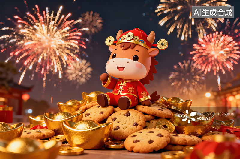 【AI数字艺术】牛年春节庆祝场景图片素材