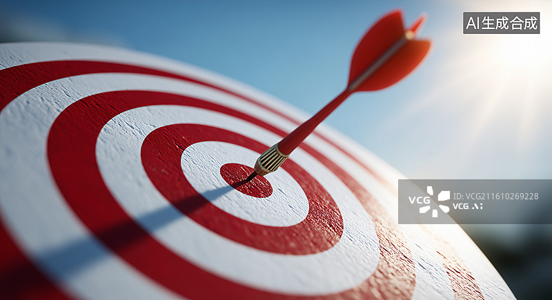 【AI数字艺术】飞镖射中靶心的特写镜头图片素材