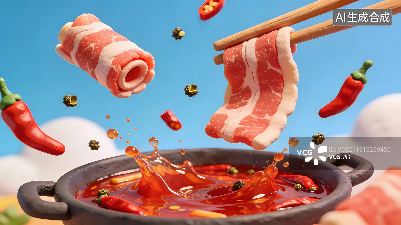 【AI数字艺术】重庆火锅以活泼趣味形式展示热辣魅力图片素材