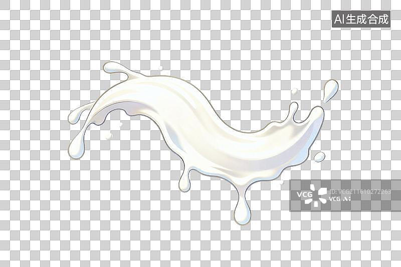 【AI数字艺术】卡通风格，丝滑的白色牛奶PNG格式的免扣元素图片素材