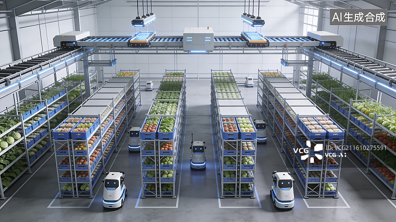 【AI数字艺术】智能生鲜仓储自动化系统图片素材