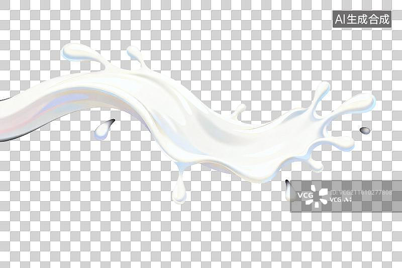 【AI数字艺术】卡通风格，白色丝滑的牛奶PNG格式的免扣元素图片素材
