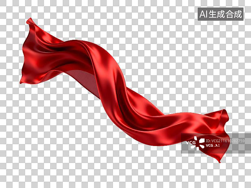 【AI数字艺术】红色绸缎飘逸飞扬场景图片素材