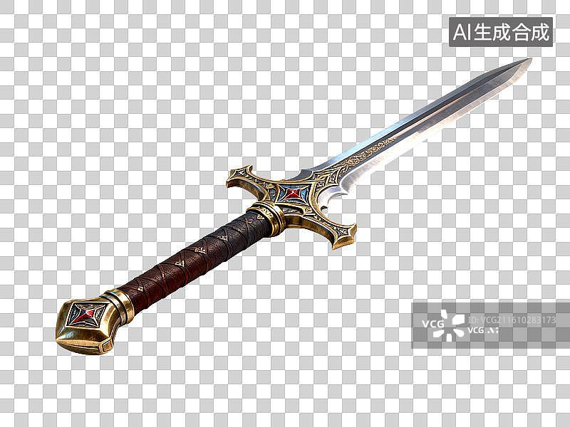 【AI数字艺术】装饰华丽的宝石镶嵌的剑图片素材