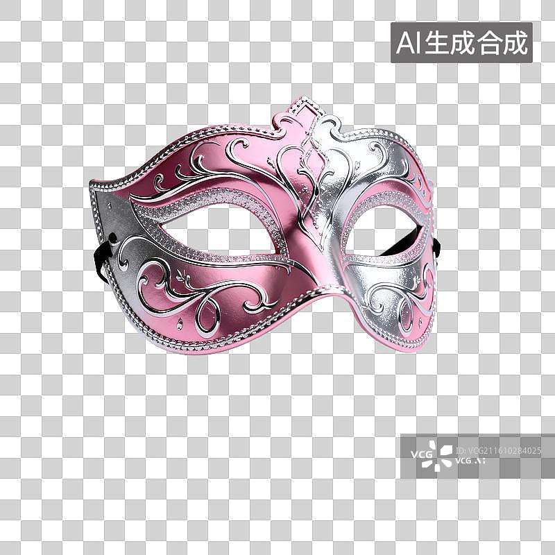 【AI数字艺术】粉色银色威尼斯假面舞会面具图片素材