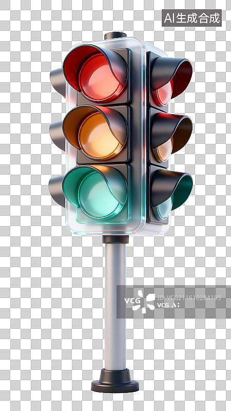 【AI数字艺术】三维渲染的交通信号灯图片素材