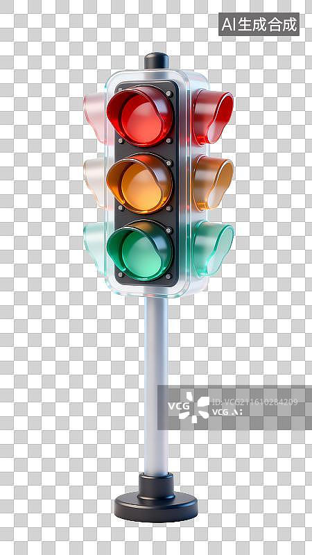 【AI数字艺术】三维渲染的交通信号灯图片素材