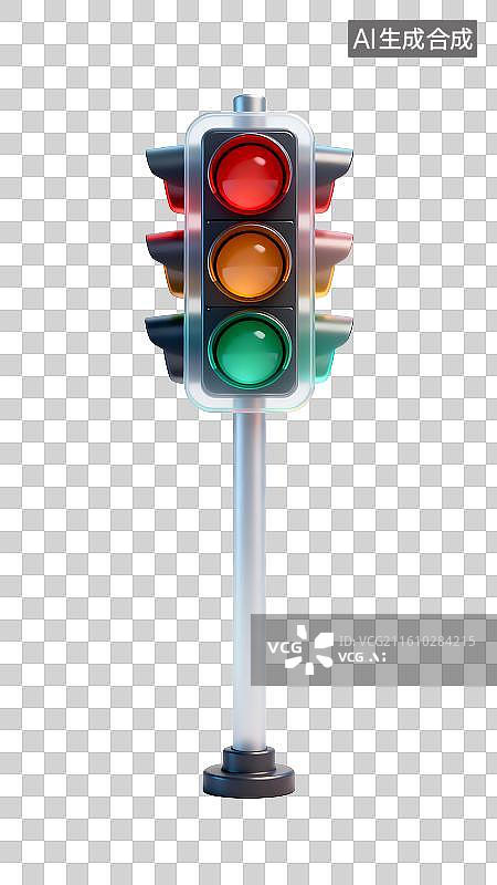【AI数字艺术】三维渲染的交通信号灯图片素材
