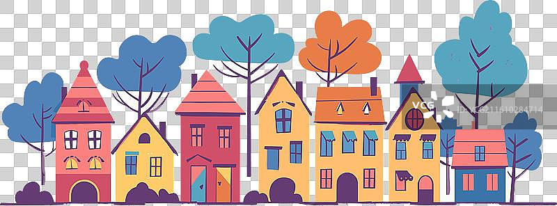 古雅多彩的郊区街道景象，以...为特色图片素材