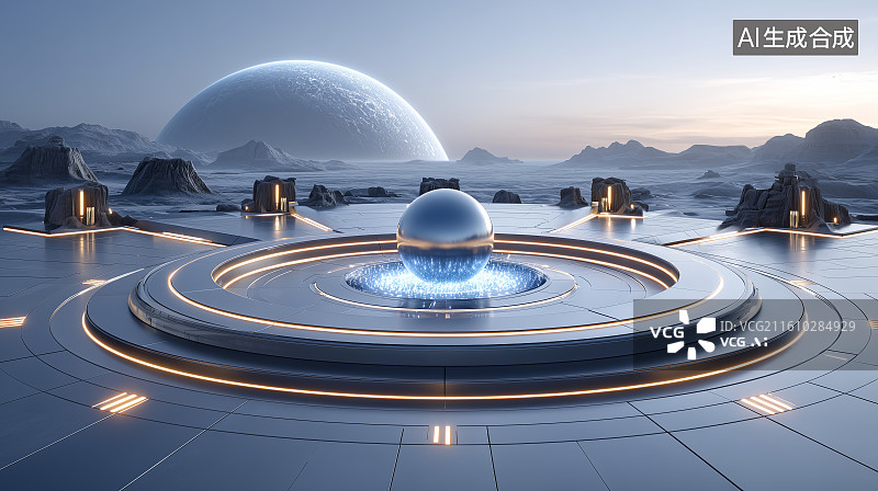 【AI数字艺术】科幻星球上的未来城市景观图片素材
