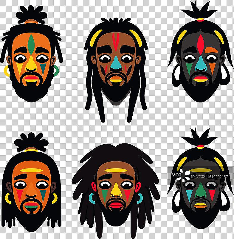 六张非洲部落传统面孔图片素材