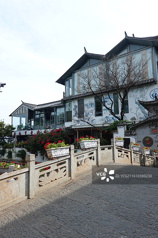 云南大理洱海双廊古镇：玉几岛玉几桥图片素材