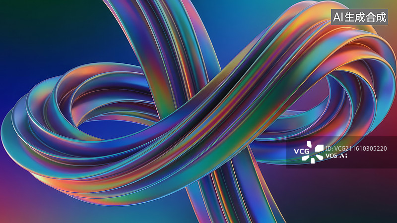 【AI数字艺术】色彩斑斓的抽象扭曲丝带图片素材