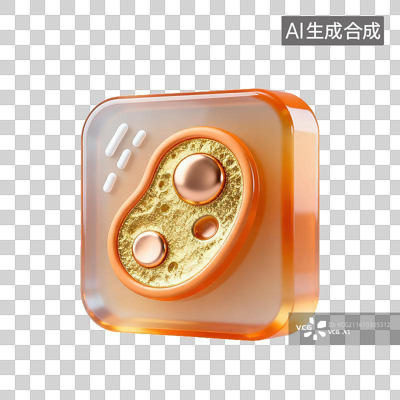 【AI数字艺术】3D磨砂玻璃材质医疗主题细胞元素图片素材