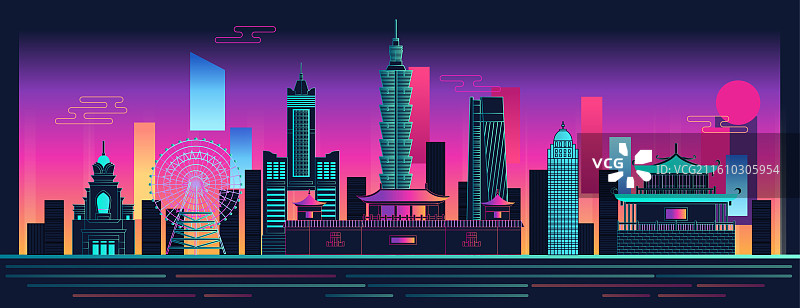 台湾台北地标建筑矢量101大楼高雄孙中山纪念馆故宫赤嵌楼南山广场图片素材