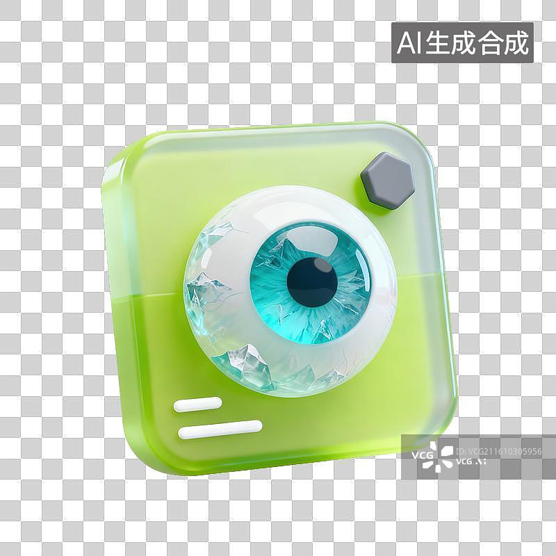 【AI数字艺术】3D磨砂玻璃材质医疗主题眼球眼科元素图片素材