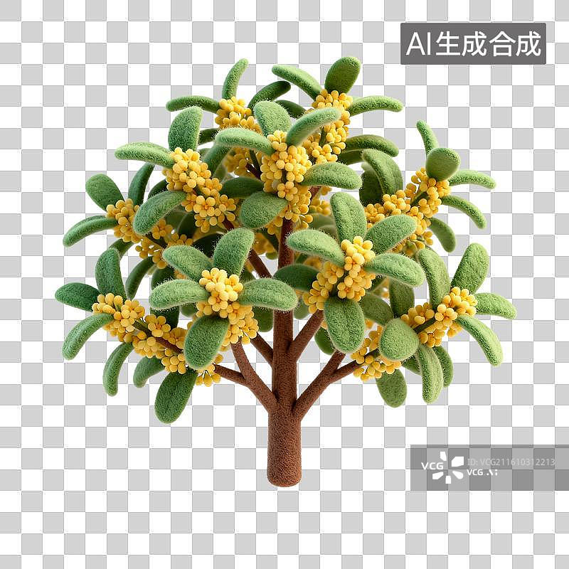 【AI数字艺术】手工毡制桂花树装饰图片素材