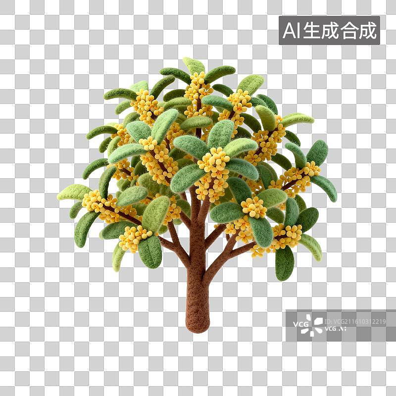 【AI数字艺术】手工毡制桂花树装饰图片素材