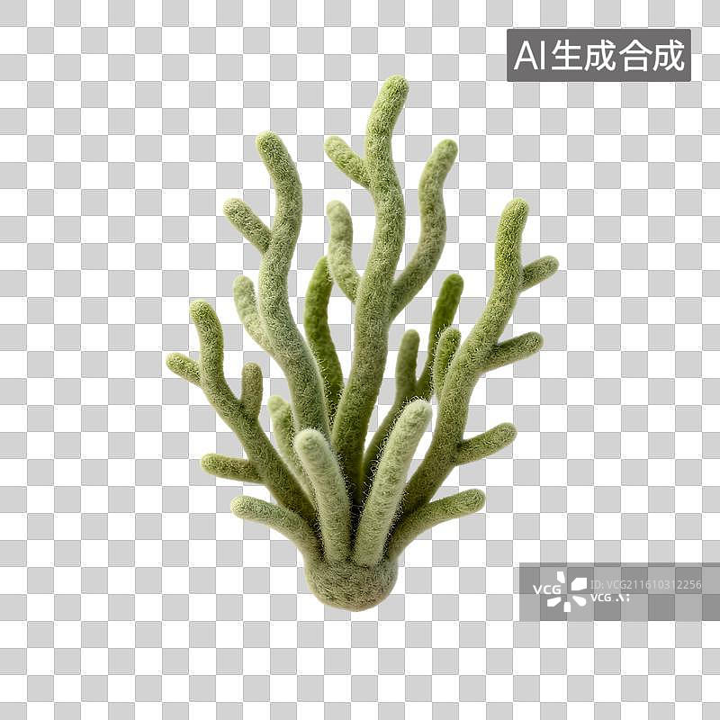 【AI数字艺术】毛绒质感绿色珊瑚图片素材