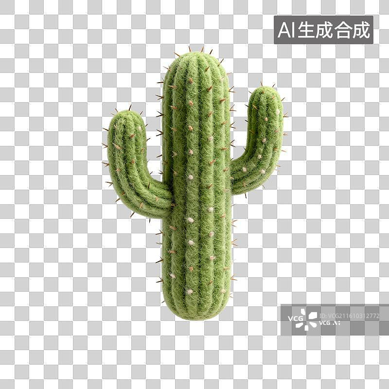【AI数字艺术】毛绒质感绿色仙人掌图片素材